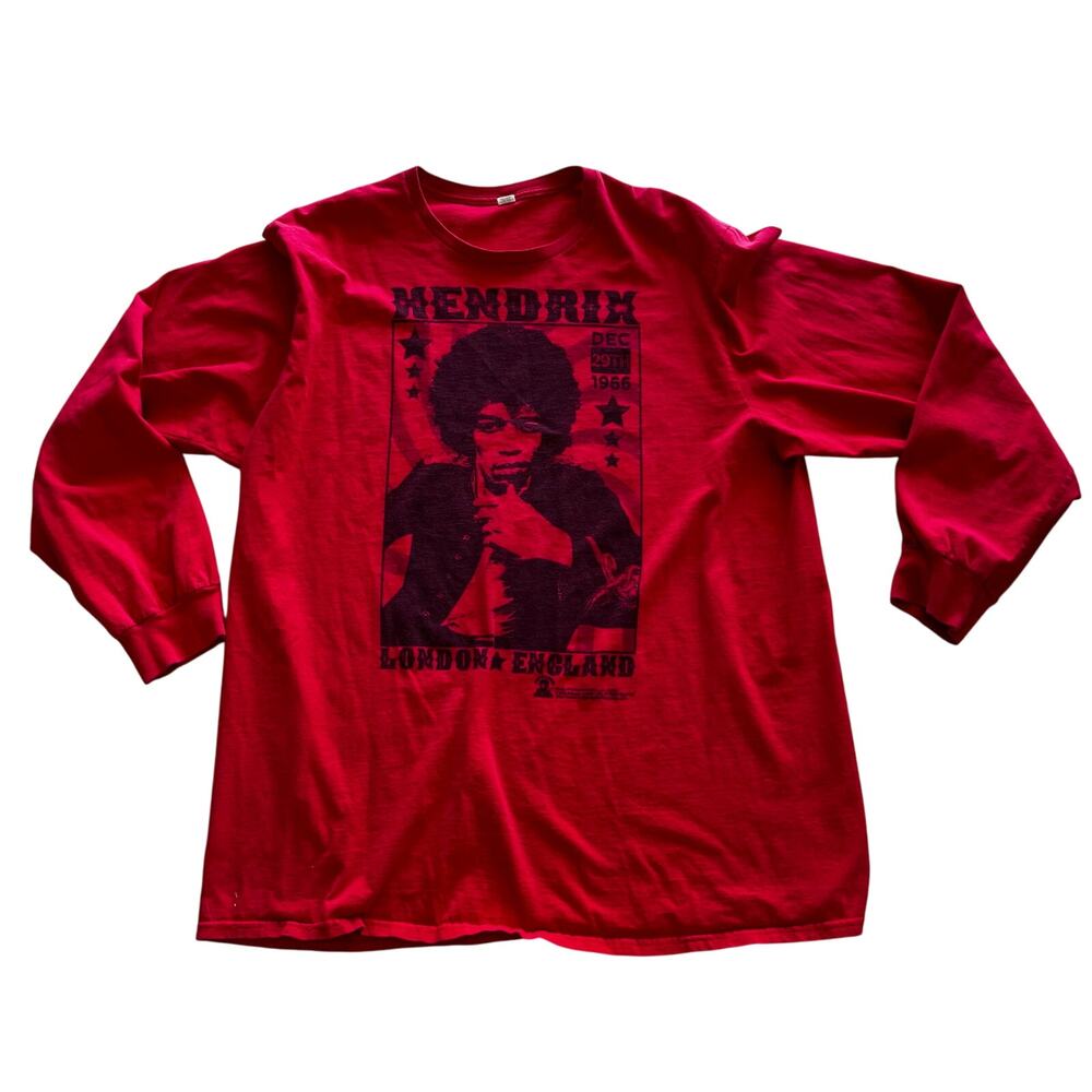 Jimi Hendrix Men's XL Red Long Sleeve Graphic T-shirt